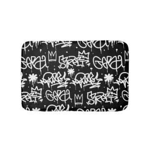 Schwarzweiss-Graffitimuster Badematte
