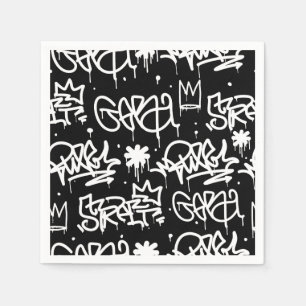 Schwarzweiss-Graffitimuster Serviette