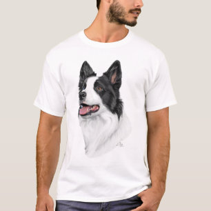 Schwarzweiss-Grenzcollie-Kopf-T - Shirt