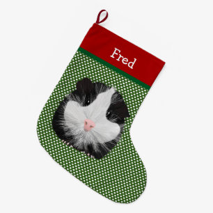 Schwarzweiß-Guinea Personalisiert Großer Weihnachtsstrumpf