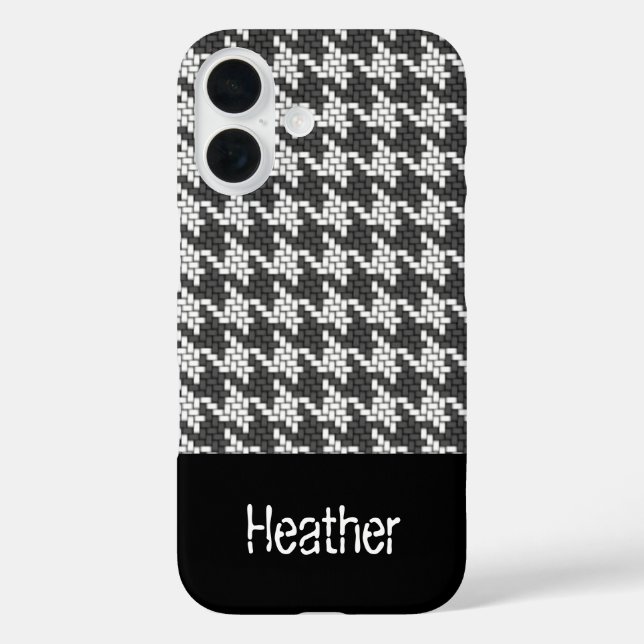Schwarzweiß-Hahnentrittmuster-Muster in Monogramm Case-Mate iPhone Hülle (Rückseite)