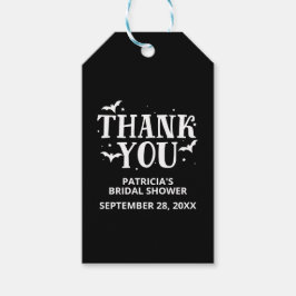 Schwarzweiß Halloween Brautparty Danke Geschenkanhänger
