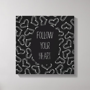 Schwarzweiss-Herzen Leinwanddruck