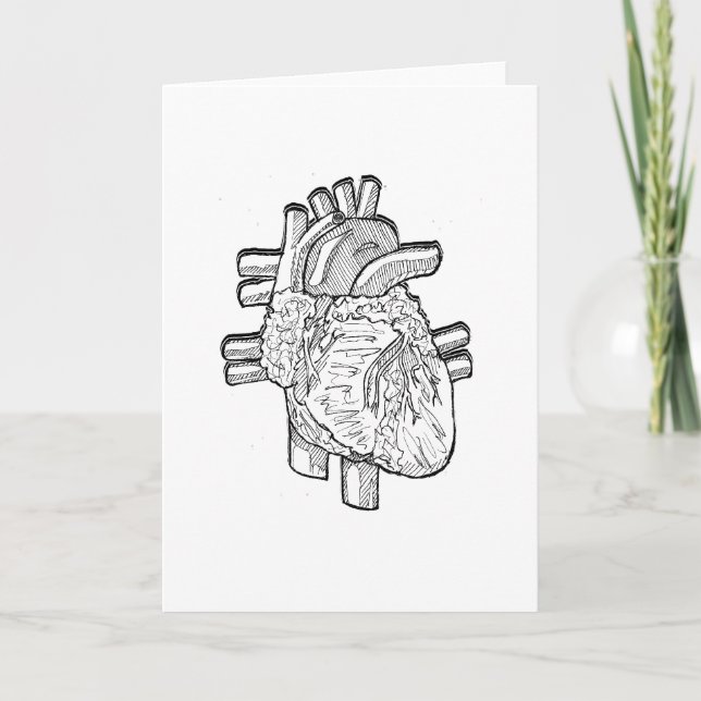 Schwarzweiss-Herzzeichnen Feiertagskarte (Vorderseite)