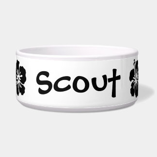 Schwarzweiss-Hibiskus-Blumen mit Namen Napf