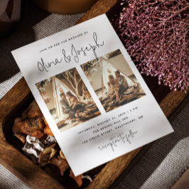 Schwarzweiß-Hochzeit mit einfachem Foto Einladung