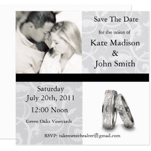 Schwarzweiss-Hochzeit "Save the Date " Save The Date