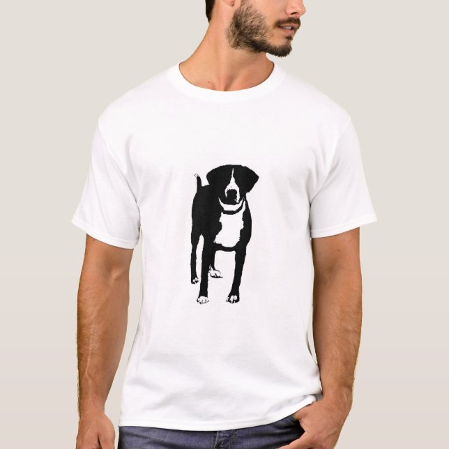 Schwarzweiss-Hund T-Shirt (Vorderseite)