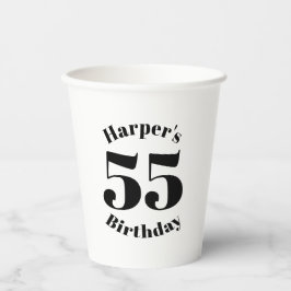 Schwarzweiß-Individuelle Name zum Geburtstag Pappbecher