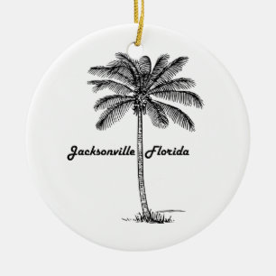 Schwarzweiss-Jacksonville- u. Palmenentwurf Keramik Ornament