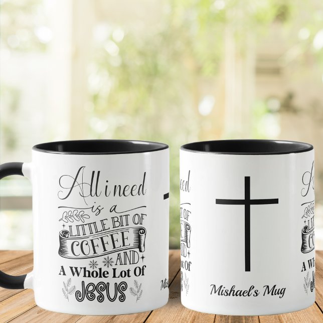 Schwarzweiß, Kaffee & Jesus, Christlich Tasse (Von Creator hochgeladen)