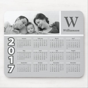 Schwarzweiss-Kalender 2017 des Familien-Foto-  Mousepad