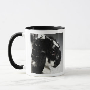 Schwarzweiss-Kaninchen mit verziertem Kragen Tasse