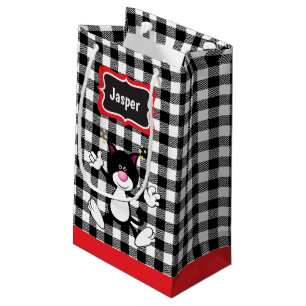Schwarzweiß Kariert - Katze Kleine Geschenktüte