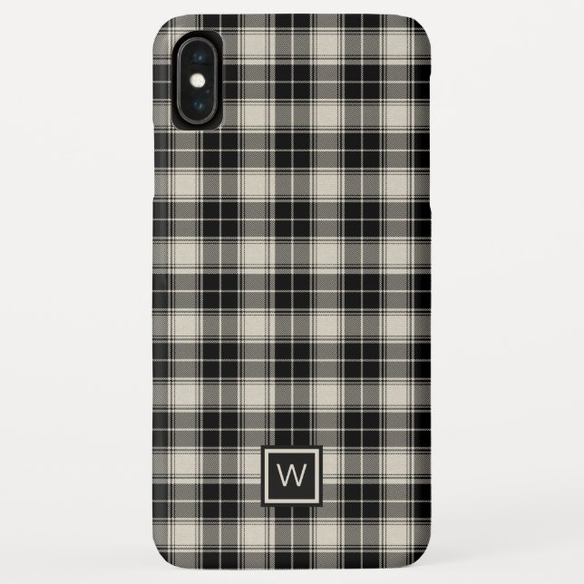 Schwarzweiß Kariert mit Monogramm Case-Mate iPhone Hülle (Rückseite)