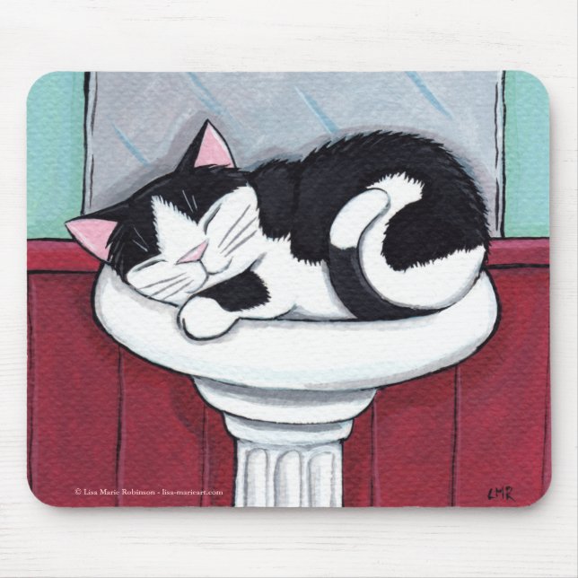 Schwarzweiss-Katze in der Badezimmer-Wanne - Mousepad (Vorne)