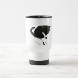 Schwarzweiss-Katzen-Malerei Reisebecher