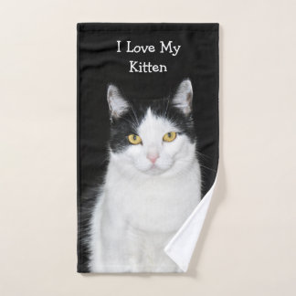 Schwarzweiss-Katzen-Porträt Badhandtuch Set