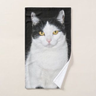 Schwarzweiss-Katzen-Porträt Handtuch