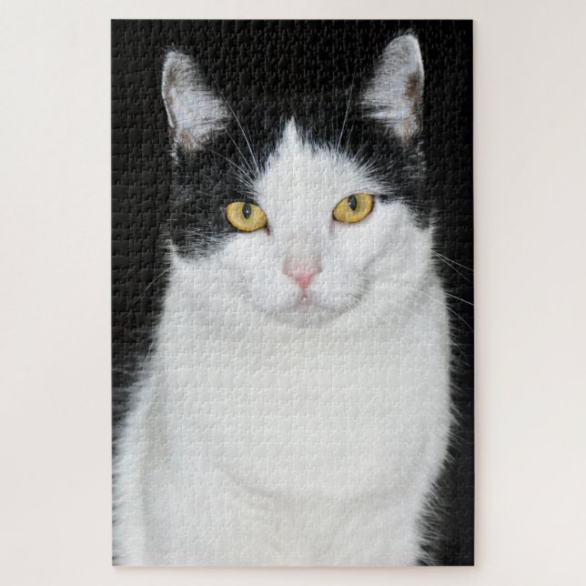 Schwarzweiss-Katzen-Porträt Puzzle (Vertikal)