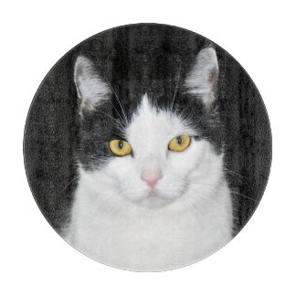 Schwarzweiss-Katzen-Porträt Schneidebrett