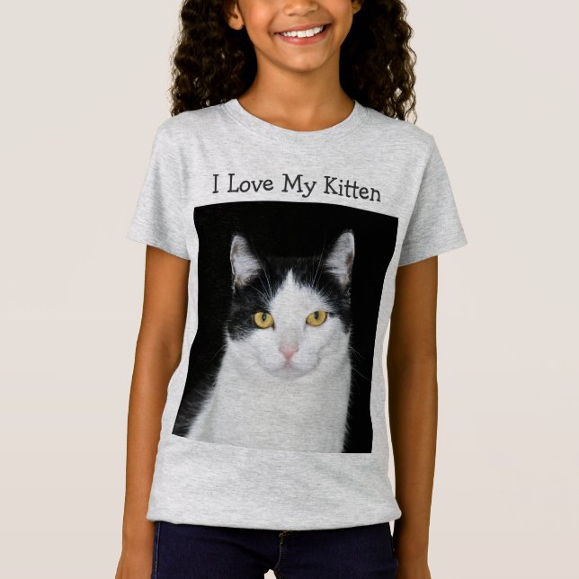 Schwarzweiss-Katzen-Porträt T-Shirt (Vorderseite)