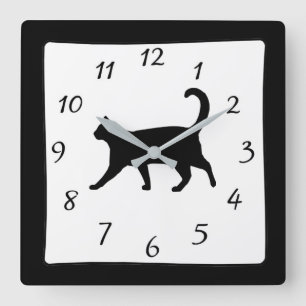 Schwarzweiss-Katzen-Uhr Quadratische Wanduhr