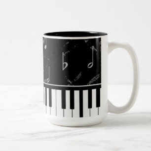 Schwarzweiss-Klavier-Musik-Kaffee-Tasse Zweifarbige Tasse