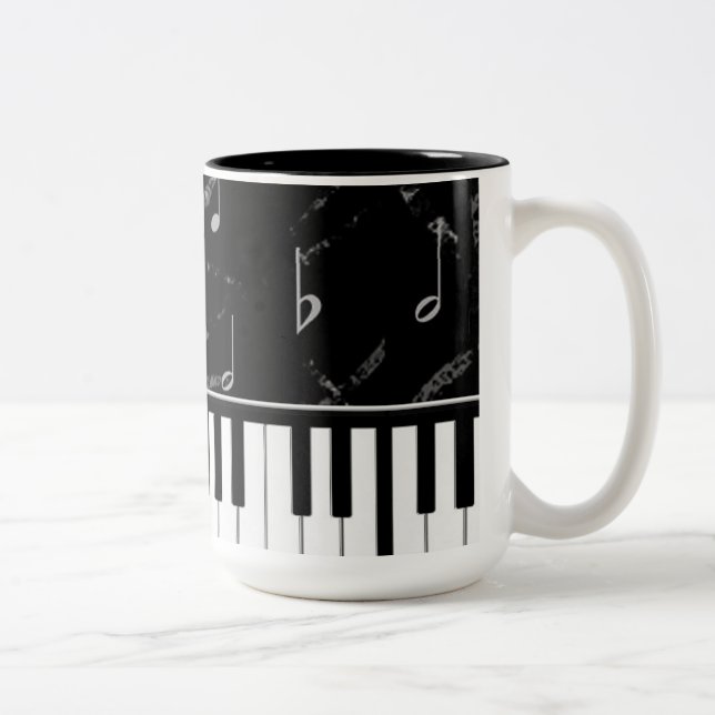 Schwarzweiss-Klavier-Musik-Kaffee-Tasse Zweifarbige Tasse (Rechts)