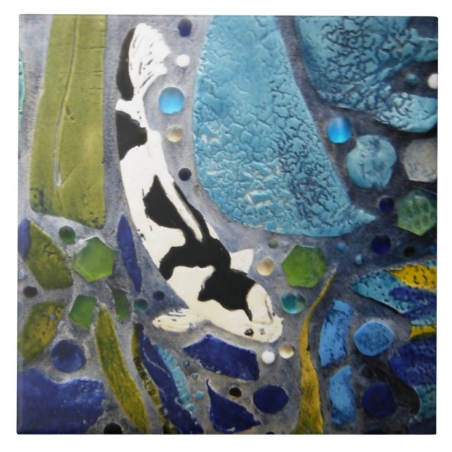 Schwarzweiss-Koi Fliese (Vorderseite)