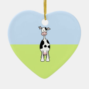 Schwarzweiss-Kuh-Cartoon. Front Keramikornament