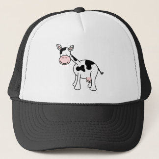 Schwarzweiss-Kuh-Karikatur Truckerkappe