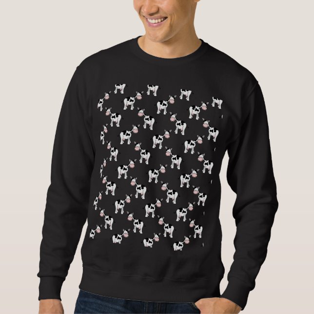 Schwarzweiss-Kuh-Muster Sweatshirt (Vorderseite)