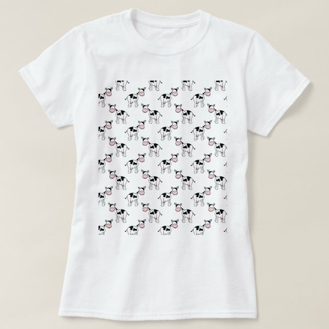 Schwarzweiss-Kuh-Muster T-Shirt (Design vorne)