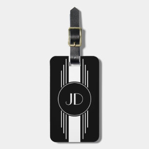 Schwarzweiss-Kunst-Deko mit Monogramm Gepäckanhänger
