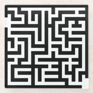 Schwarzweiss-Labyrinth Glasuntersetzer