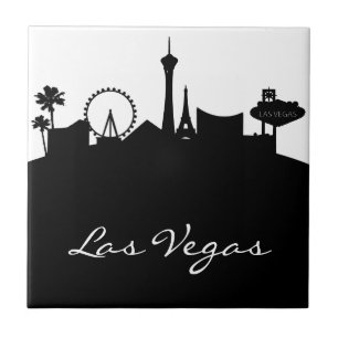Schwarzweiss-Las Vegas-Skyline Fliese