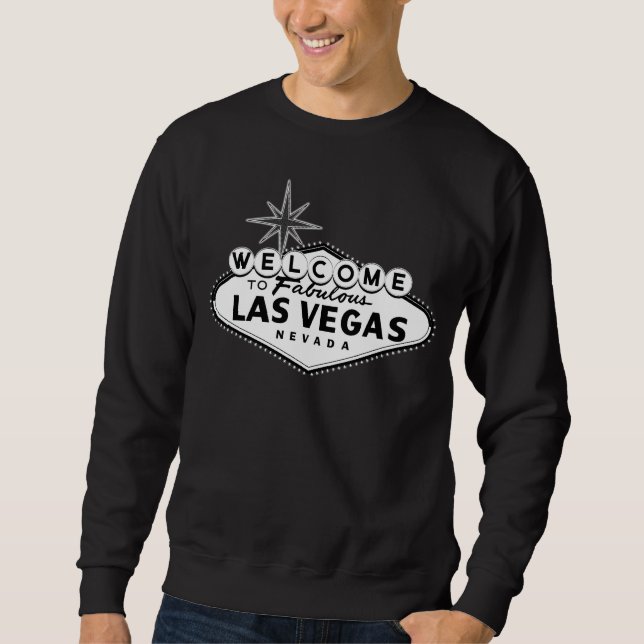 Schwarzweiss-Las Vegas-Zeichen Sweatshirt (Vorderseite)