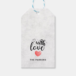 Schwarzweiß-Lässige Schrift und Herz mit Liebe Geschenkanhänger