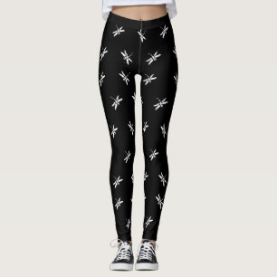 Schwarzweiss-Libellen-Leggings Leggings