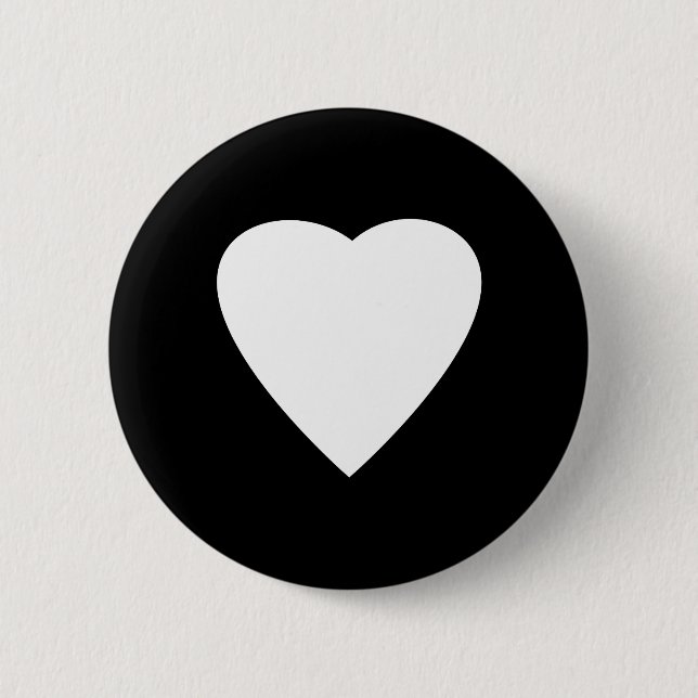 Schwarzweiss-Liebe-Herz-Entwurf Button (Vorderseite)