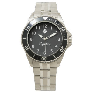 Schwarzweiss-Lilien-Unterzeichnung Armbanduhr
