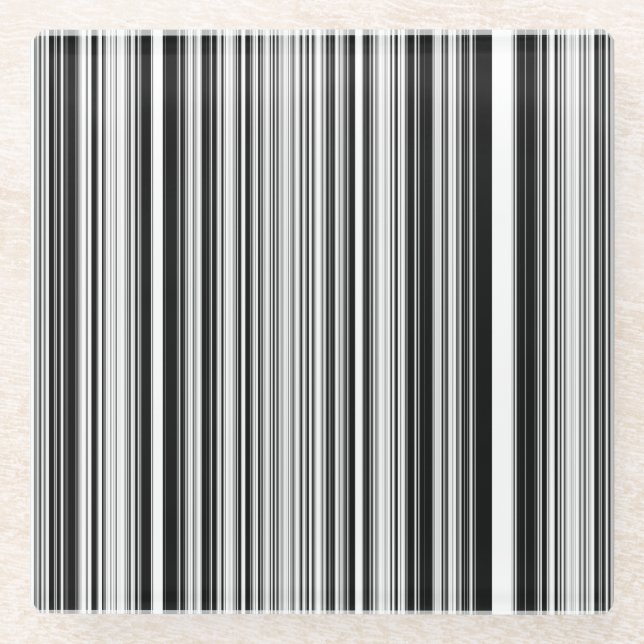 Schwarzweiss-Linien Glasuntersetzer (Vorderseite)