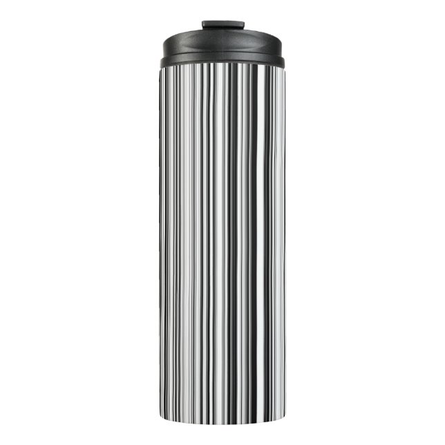 Schwarzweiss-Linien Thermosbecher (Vorderseite)