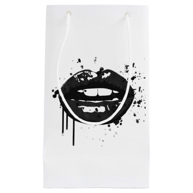 Schwarzweiss-Lippenschönheitsmake-upkußmode Kleine Geschenktüte (Vorderseite)