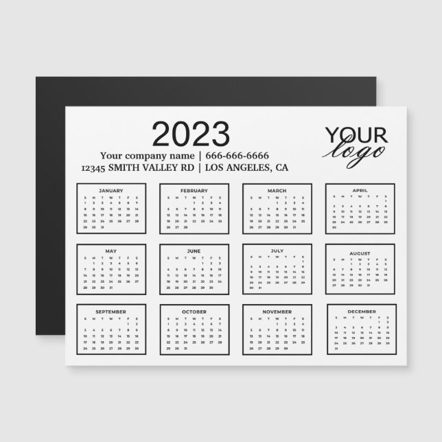 Schwarzweiß-Logo 2023 Magnetkarte (Vorne/Hinten)