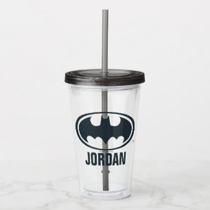 Schwarzweiss-Logo Batman-Symbol- Acryltrinkbecher