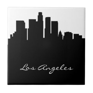 Schwarzweiss-Los Angeles-Skyline Fliese