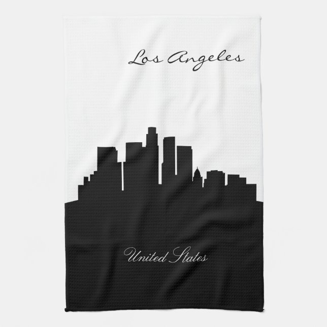 Schwarzweiss-Los Angeles-Skyline Handtuch (Vertikal)