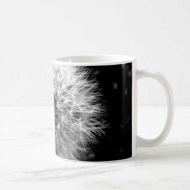 Schwarzweiss-Löwenzahn Kaffeetasse (Rechts)